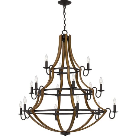 QUOIZEL Shire 15-Light Rustic Black Chandelier SHR5015RK